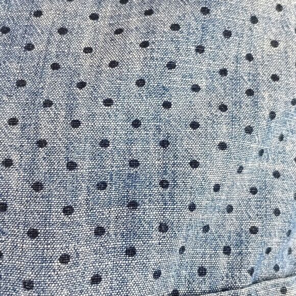 Old Navy Blue Polka Dot longsleeve button-down Blouse western, beach sz L - Picture 6 of 12